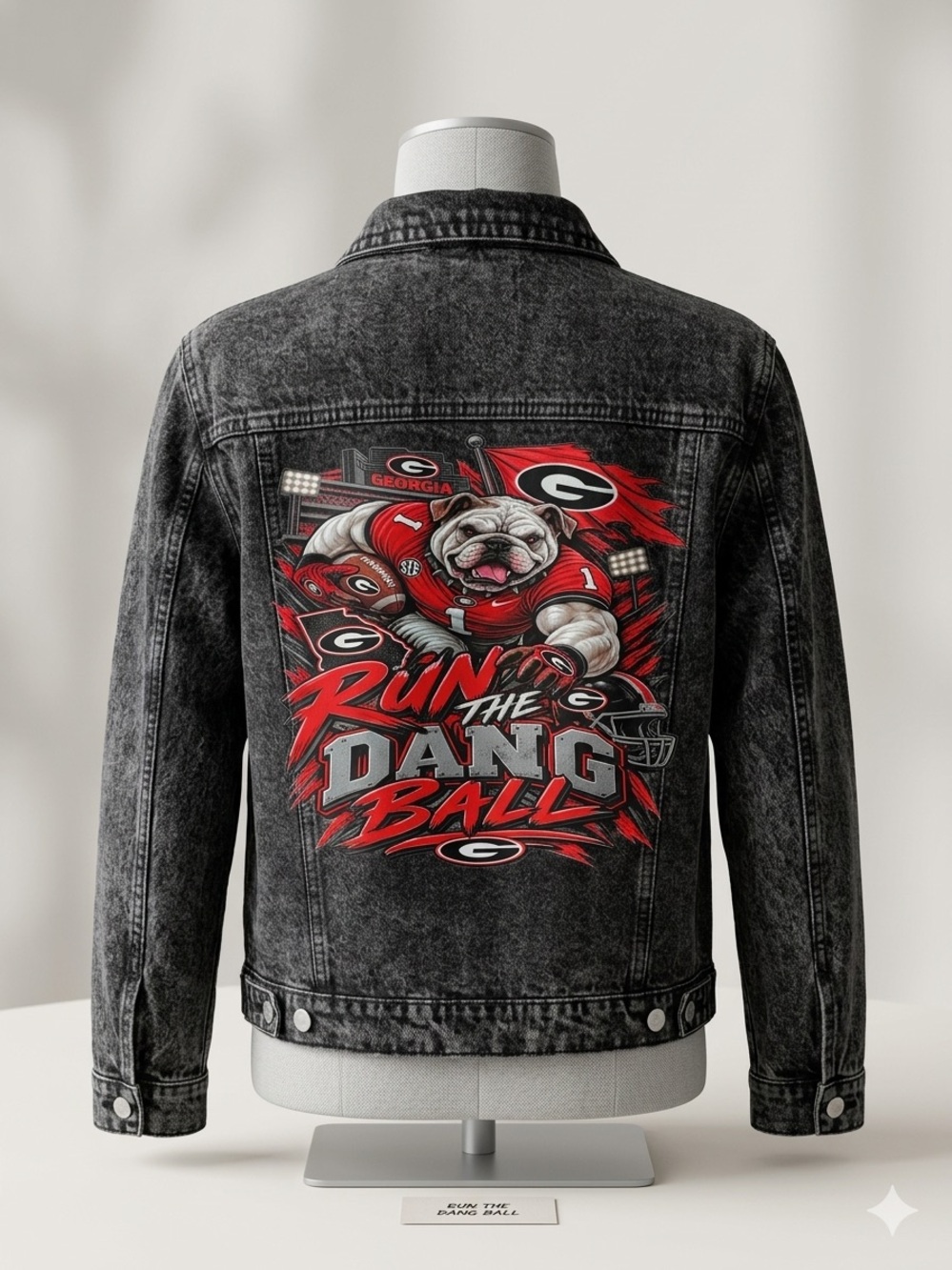 Black Washed Denim Jacket with Back Graphic